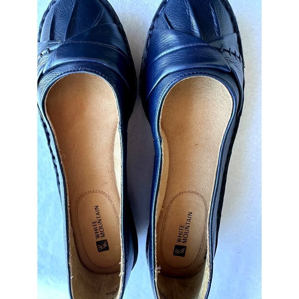 NEW White Mountain Lovestory Love Story Navy Flats 8.5M Leather Classic Comfort